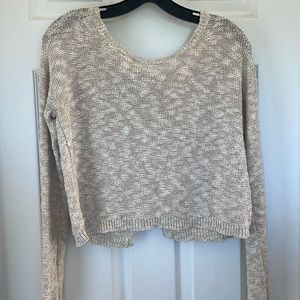 Alice + Olivia Tan Crop Scoop Neck Sweater size M. EUC